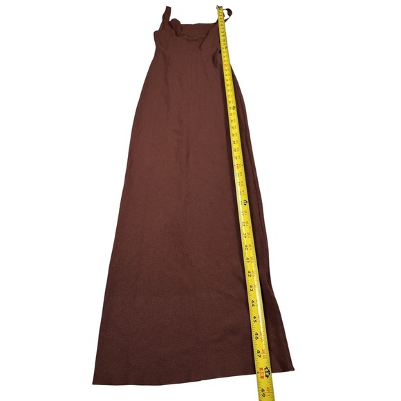 ZARA Knit Twist Back Cutout Maxi Dress Brown/Maroon Bodycon Backless Size M - Picture 7 of 8